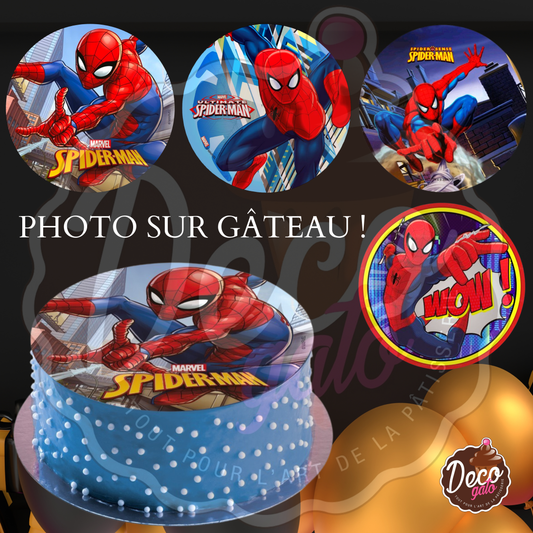 DECOGATO Azyme Disque en azyme comestible thème Spiderman Diamètre 20cm Décoration gâteaux d'anniversaires