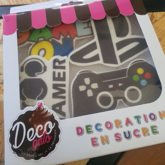 DECOGATO Décoration en pâte à sucre thème "Playstation", pour décorer un gâteau d'anniversaire