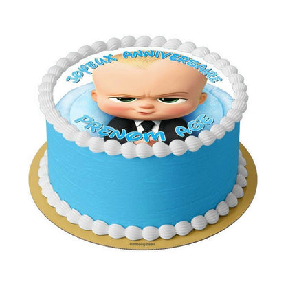 DECOGATO Disque en azyme comestible diamètre 20cm thème Baby Boss Décoration gâteaux d'anniversaire