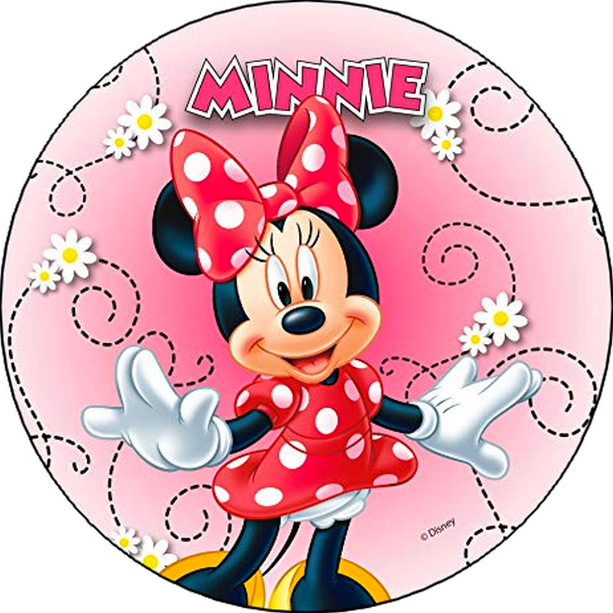 DECOGATO R001 Photo en azyme comestible Diamètre 20cm thème Minnie Mouse pour décoration des gâteaux d'anniversaires