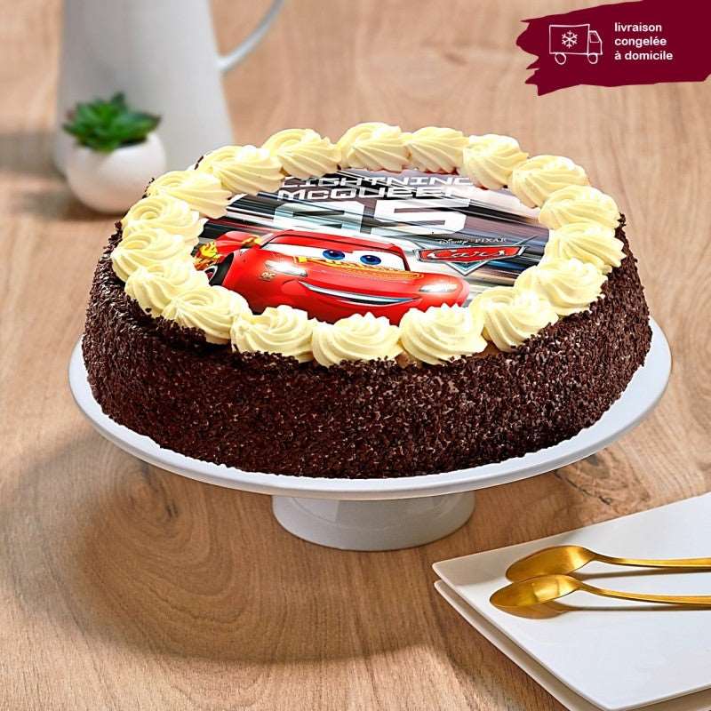 DECOGATO Disque en azyme comestible thème Cars diamètre 20cm Décoration gâteaux d'anniversaires