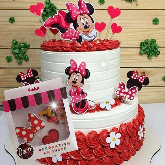 DECOGATO FIGURINE EN SUCRE Décoration en pâte à sucre Pour gâteau d'anniversaire thème Minnie.