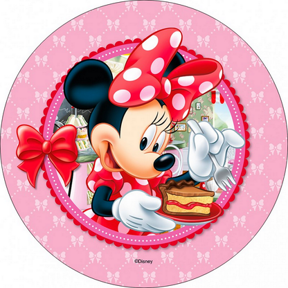 DECOGATO R005 Photo en azyme comestible Diamètre 20cm thème Minnie Mouse pour décoration des gâteaux d'anniversaires