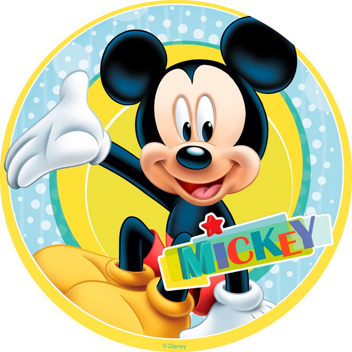 DECOGATO R006 Photo en azyme comestible Diamètre 20cm thème Mickey Mouse pour décoration des gâteaux d'anniversaires